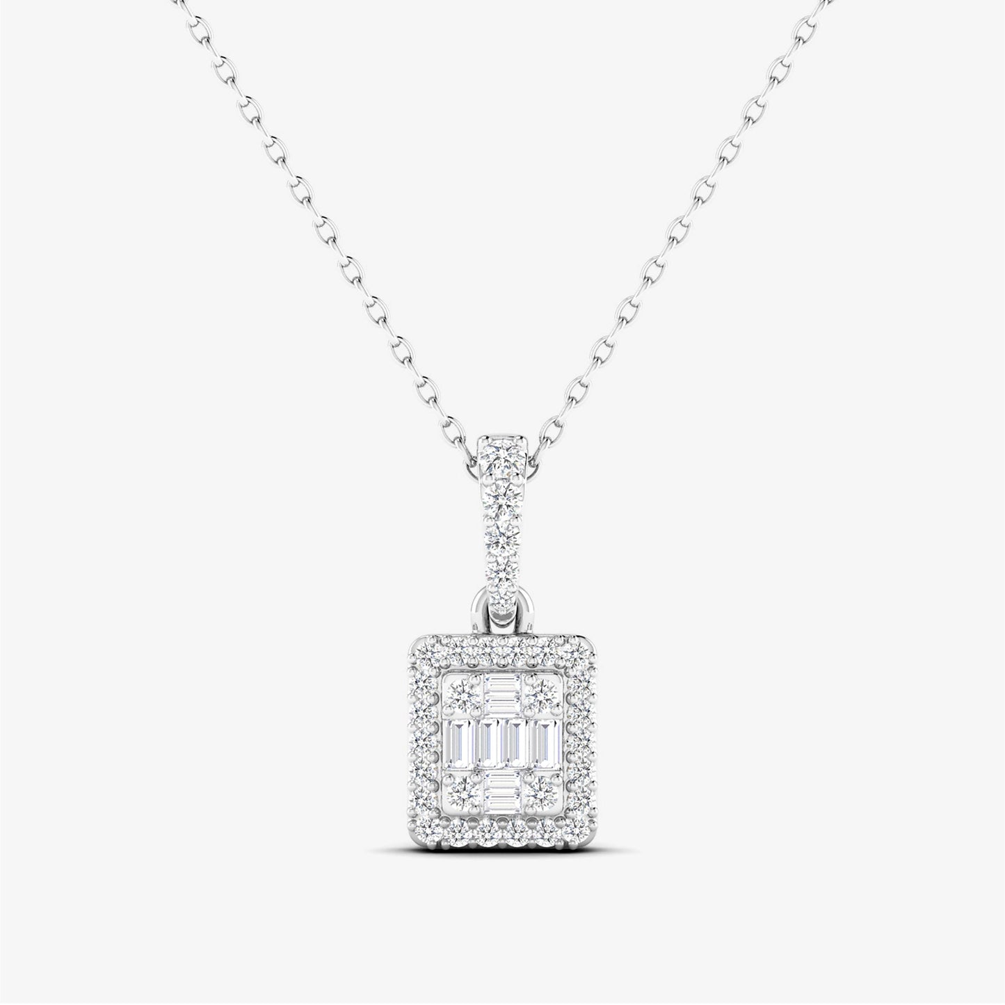 14K Rectangular Baguette Pendant