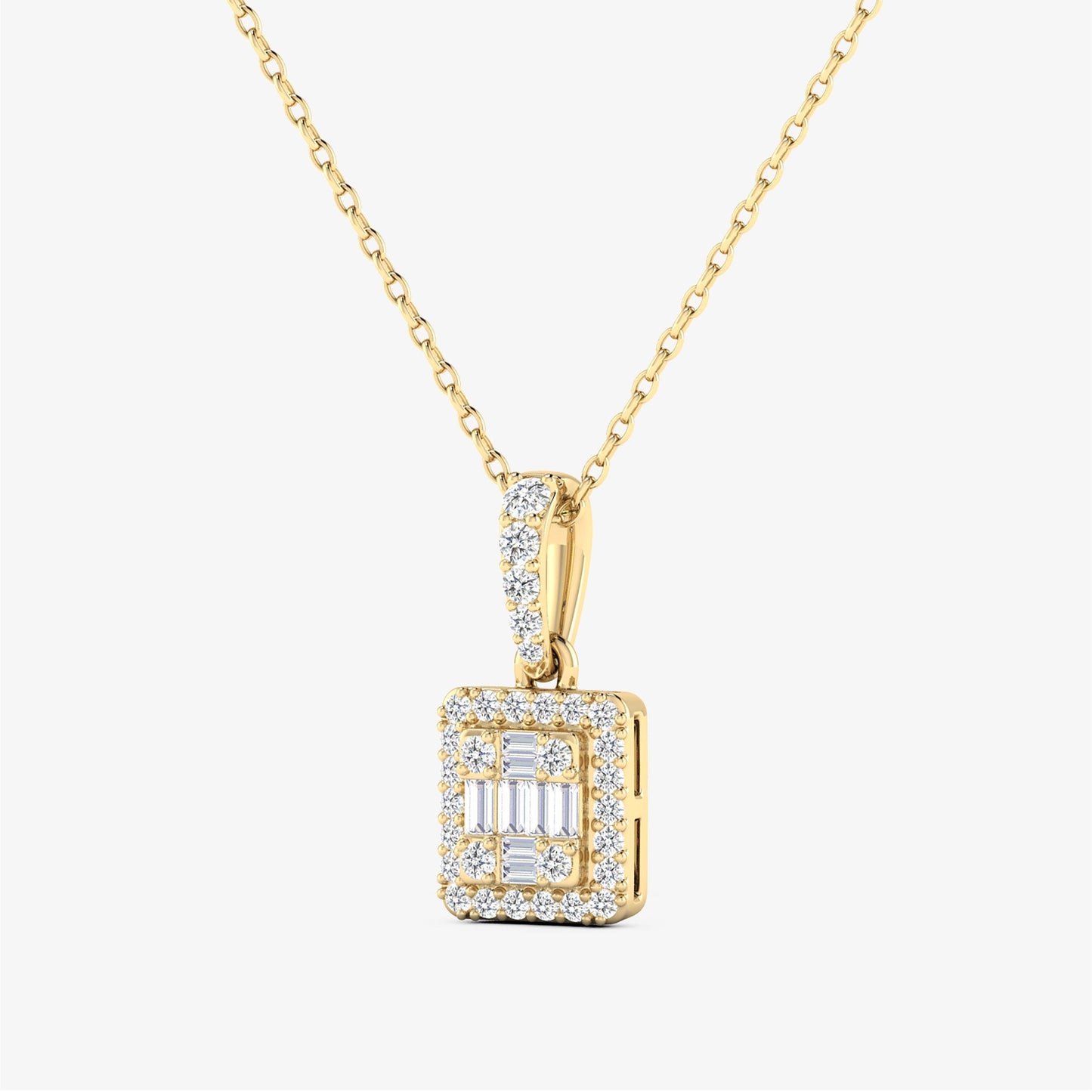 14K Rectangular Baguette Pendant