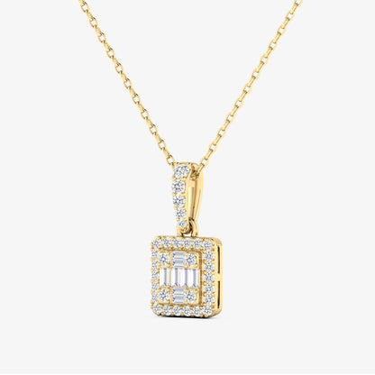 14K Rectangular Baguette Pendant