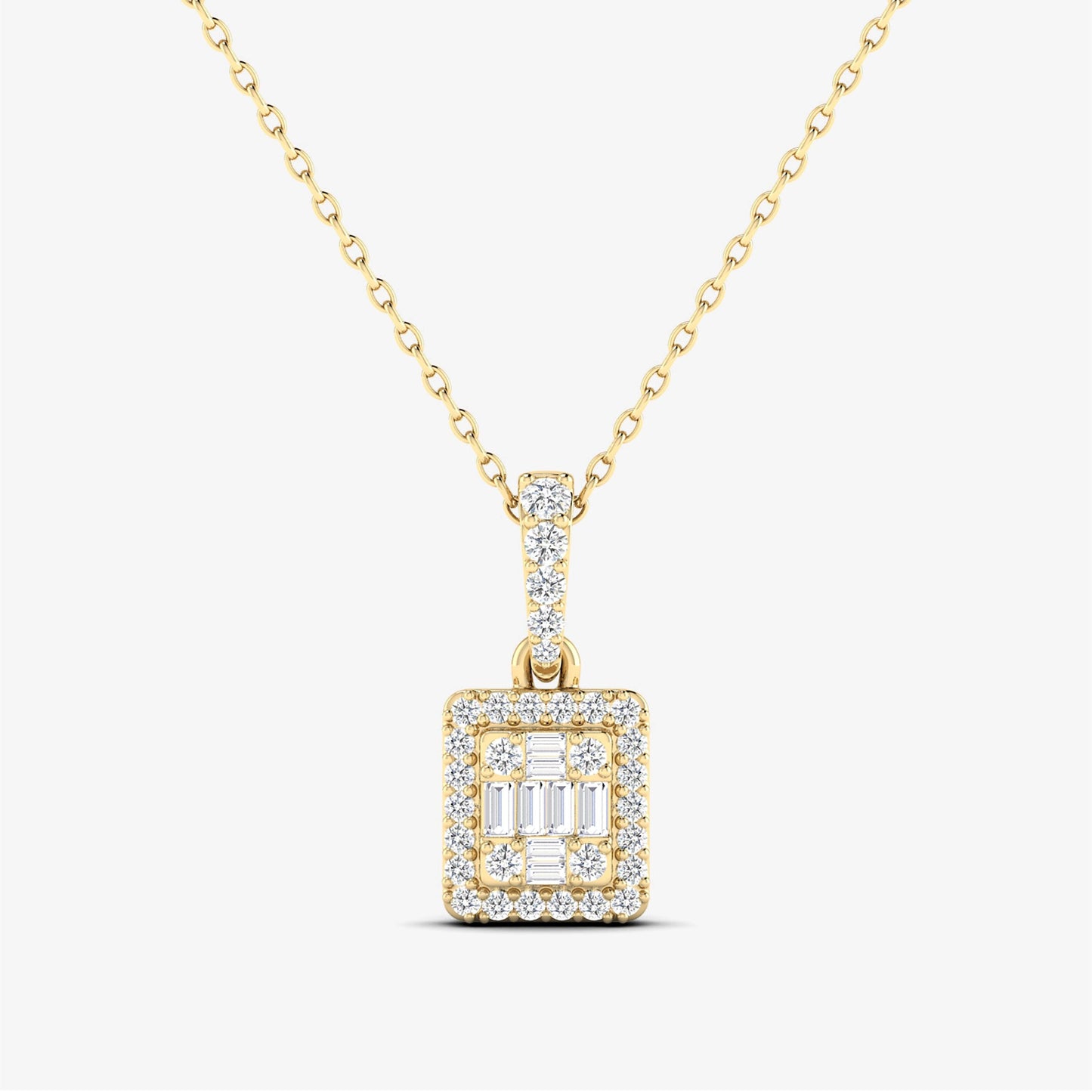 14K Rectangular Baguette Pendant