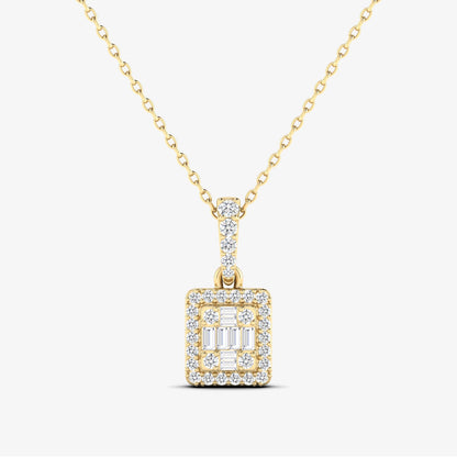 14K Rectangular Baguette Pendant