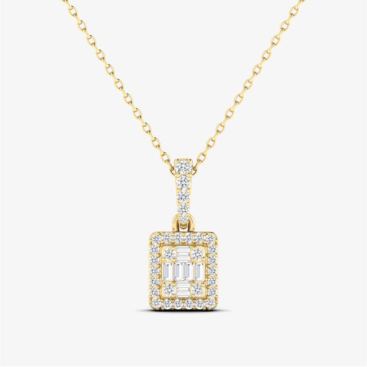 14K Rectangular Baguette Pendant