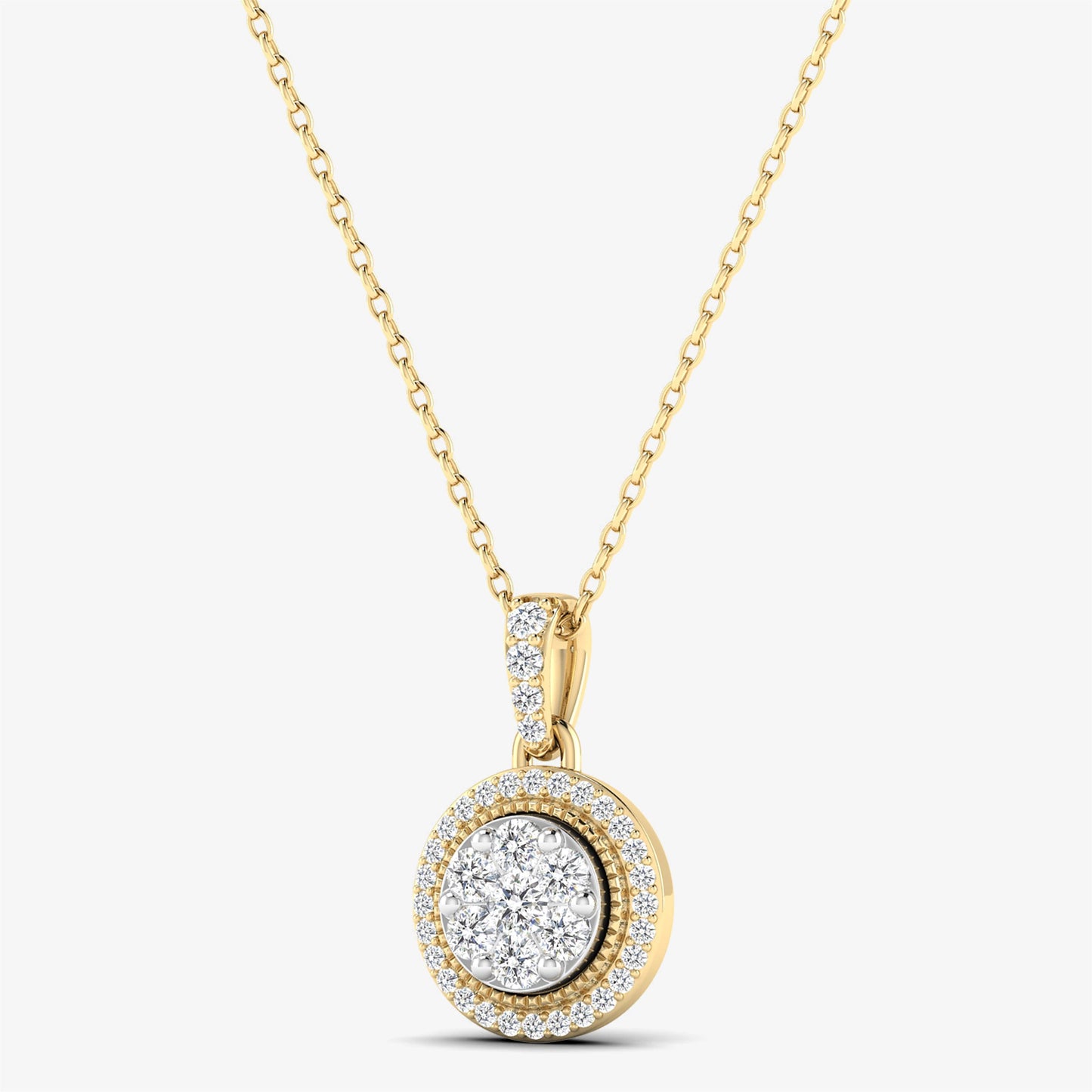 14K Vintage Style Round Pendant