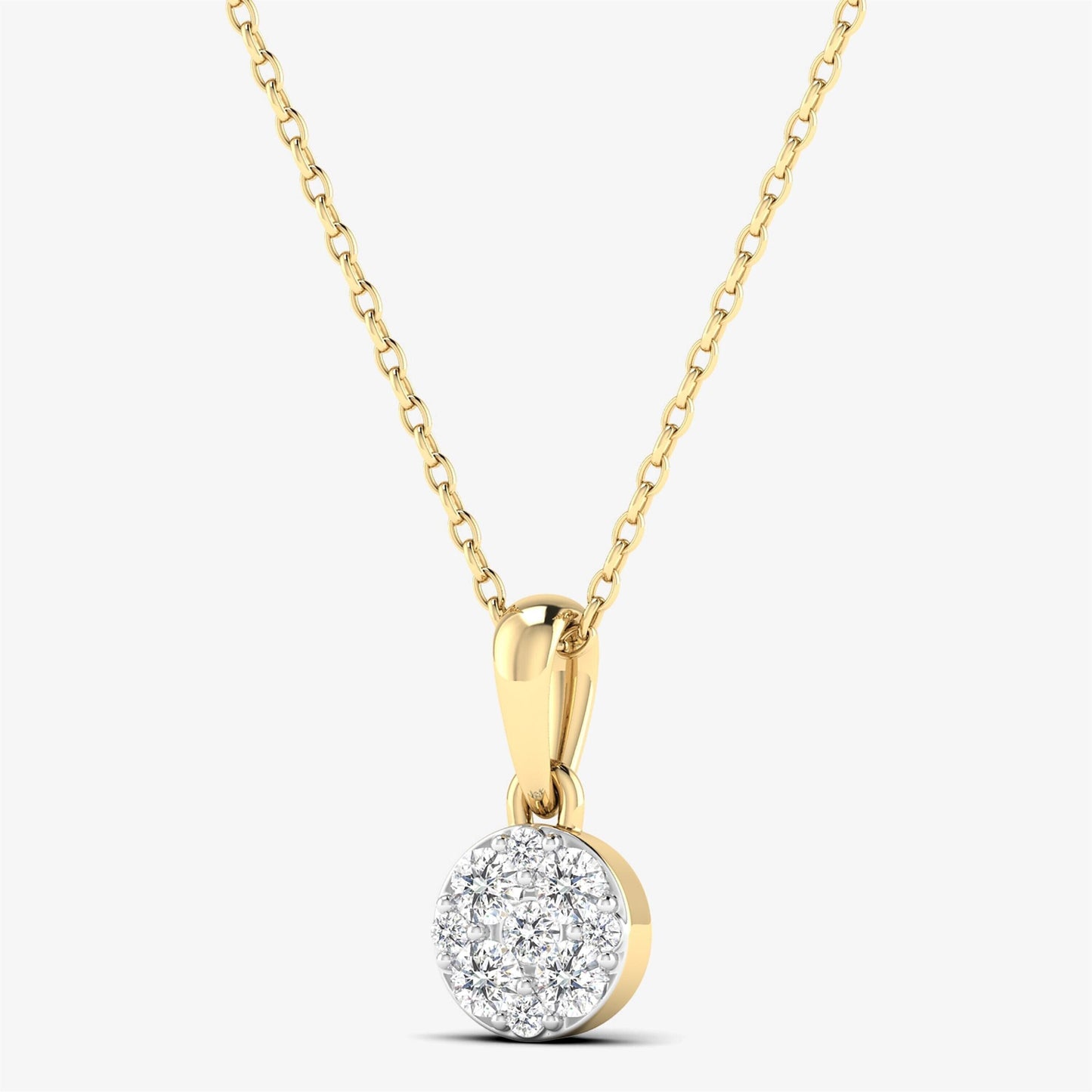 14K Round Dainty Pendant Necklace