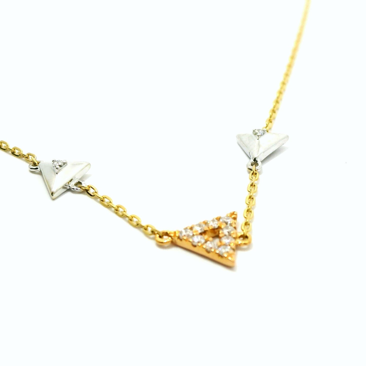 18K Triangle of Love 3 Tone Bracelet