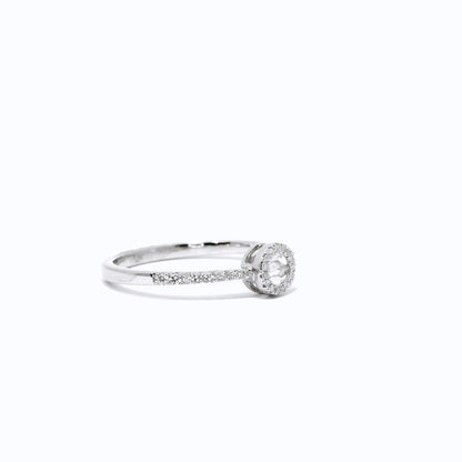 18K Solid White Gold Diamond Ring