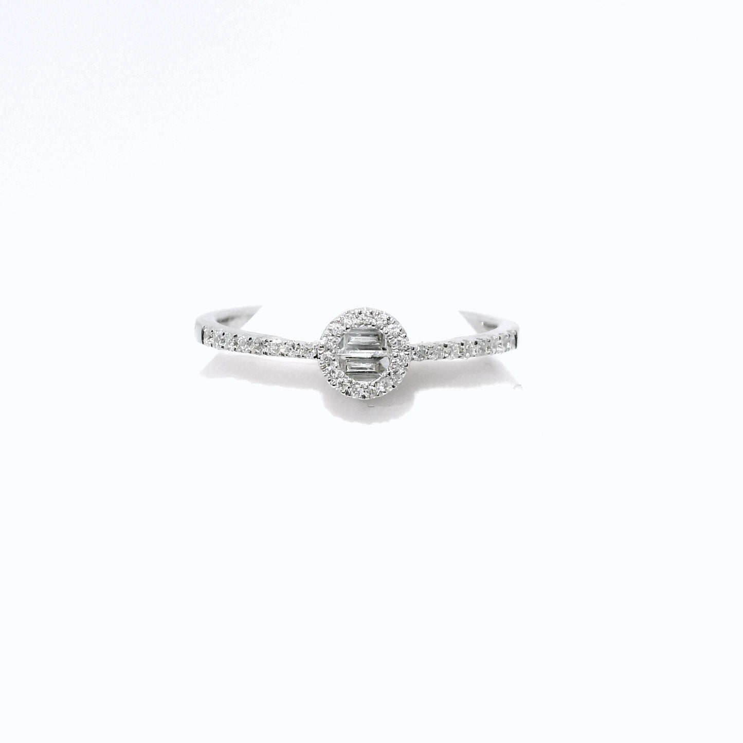 18K Solid White Gold Diamond Ring