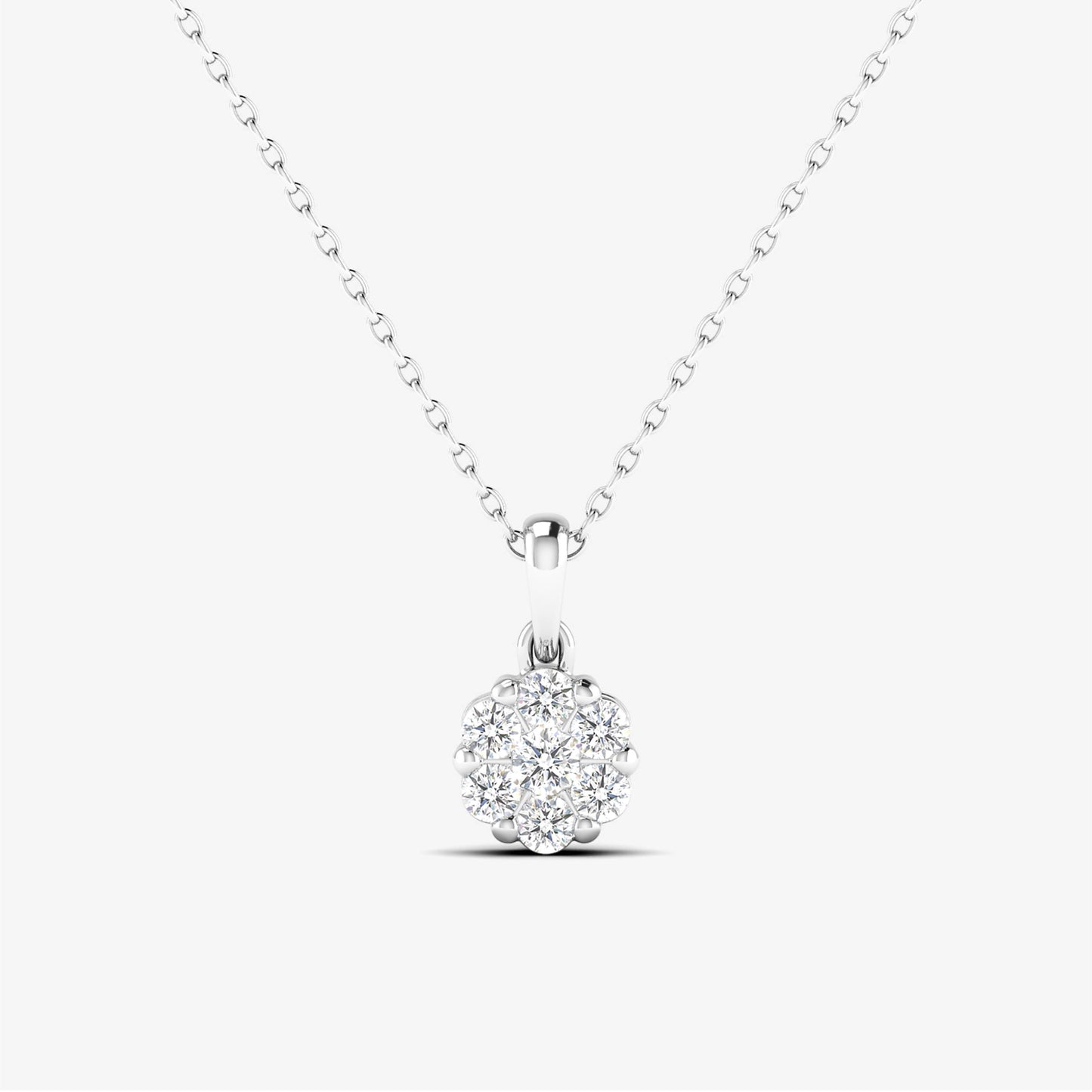 14K Floral Diamond 6 Prongs Pendant