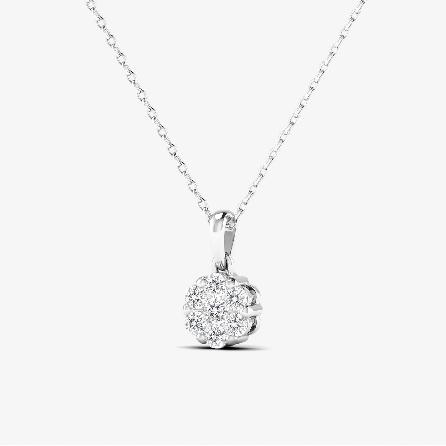 14K Floral Diamond 6 Prongs Pendant