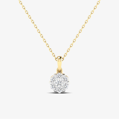 14K Floral Diamond 6 Prongs Pendant