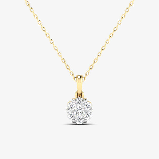 14K Floral Diamond 6 Prongs Pendant