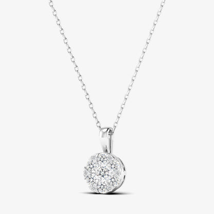 Round Halo Diamond Cluster Pendant