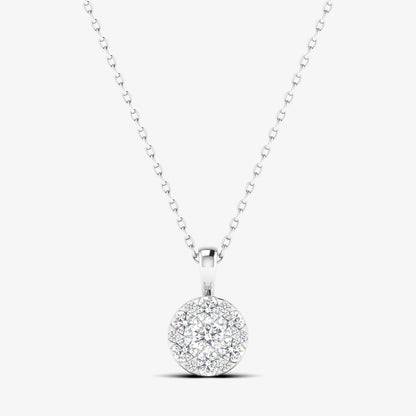 Round Halo Diamond Cluster Pendant