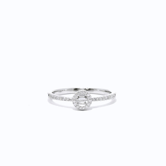 18K Solid White Gold Diamond Ring