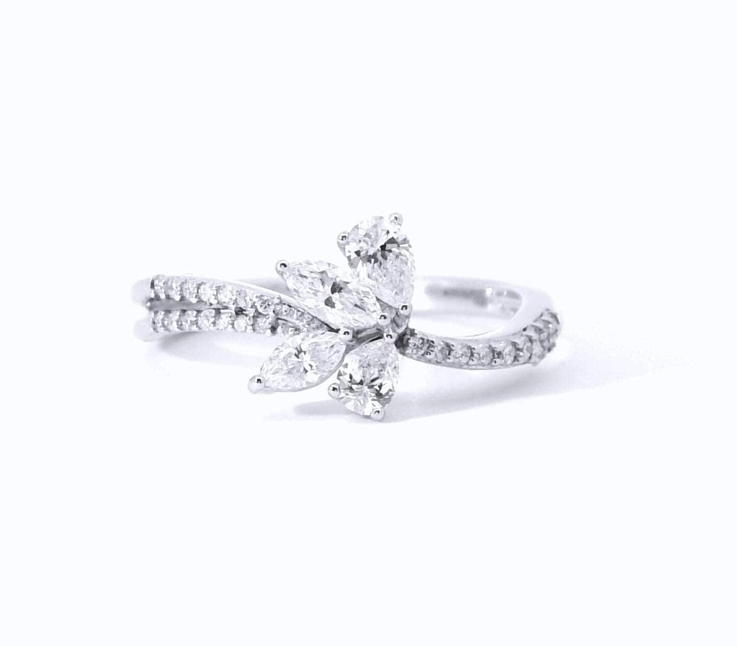 18K 4 Marquise Pear Cut Diamond Ring