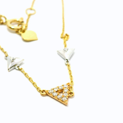 18K Triangle of Love 3 Tone Bracelet