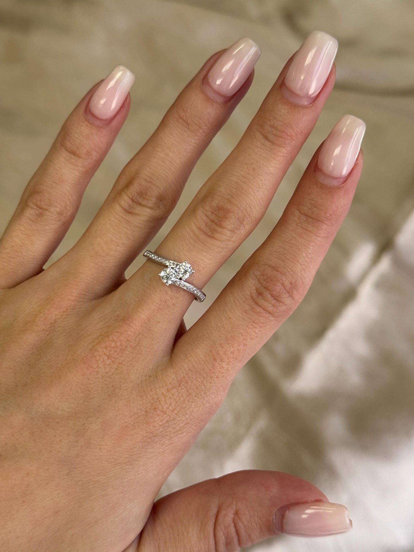 18K Twin Diamond Set Engagement Ring