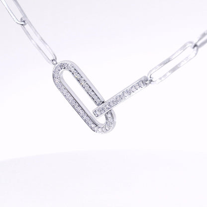 Paperclip Bar Diamond Necklace