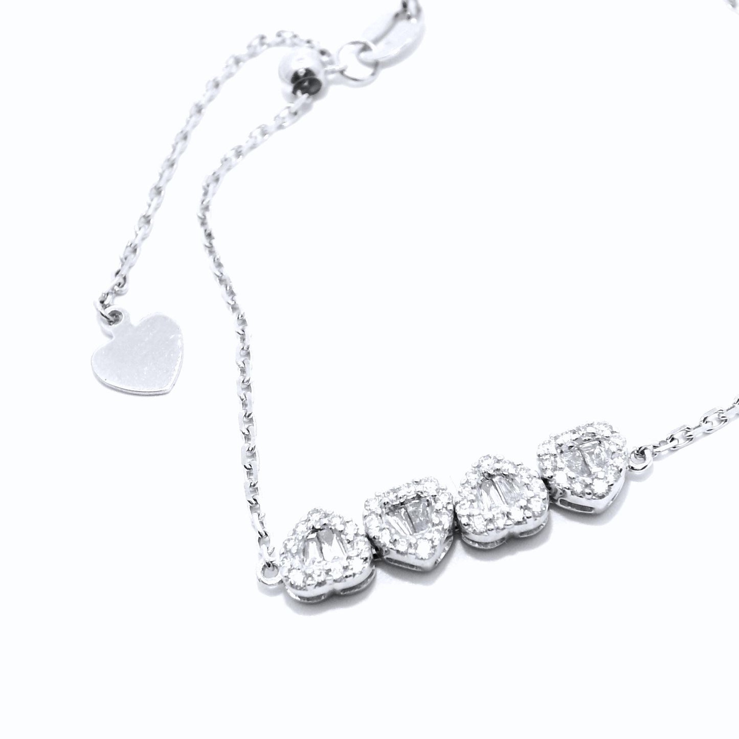 18K 4 Heart Diamond Bracelet