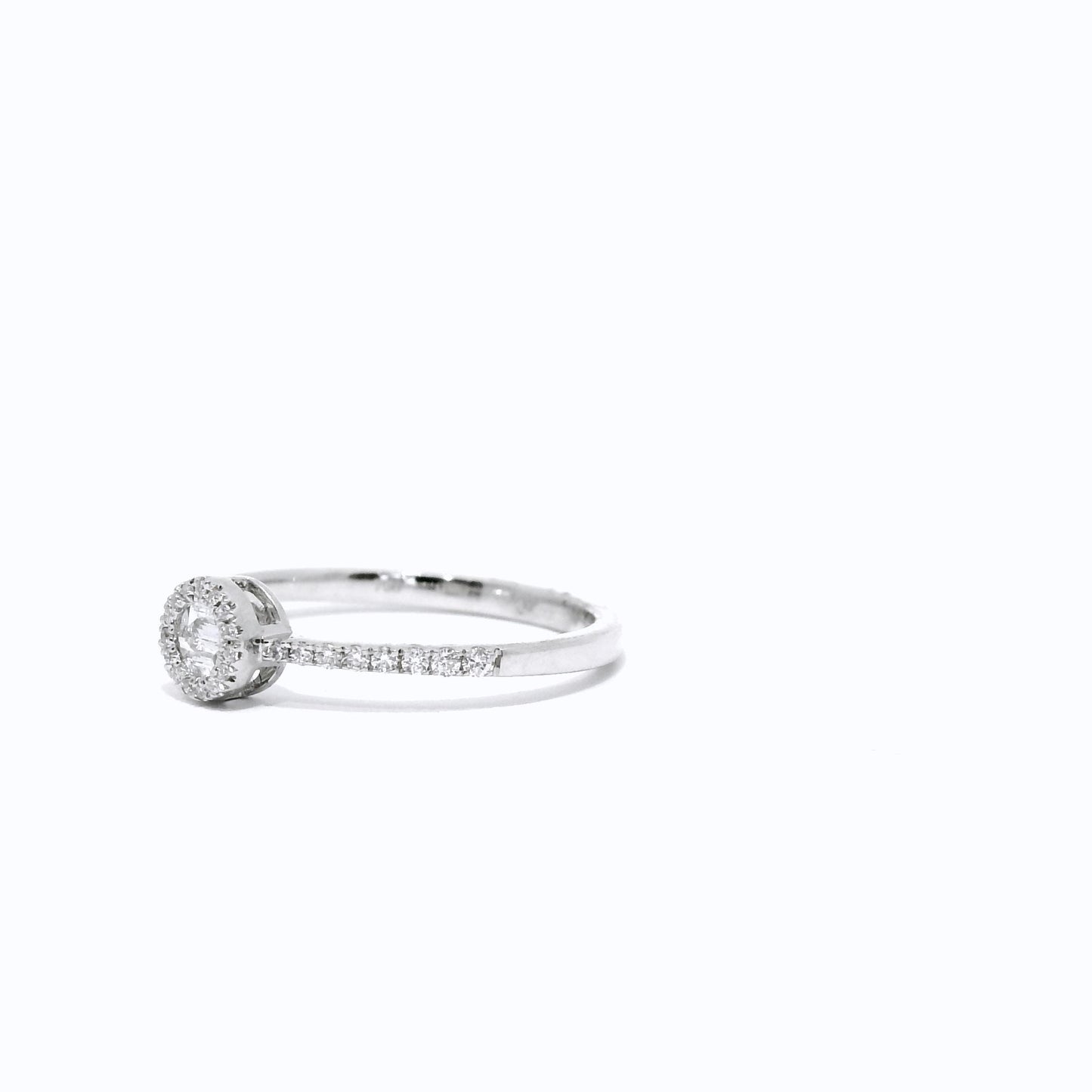 18K Solid White Gold Diamond Ring