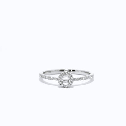 18K Solid White Gold Diamond Ring