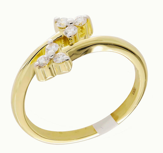 18K 6 Stone Floral Diamond Ring