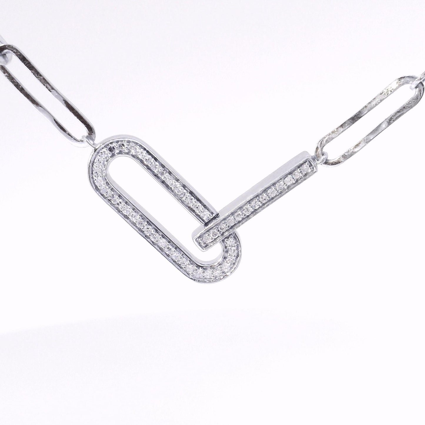 Paperclip Bar Diamond Necklace