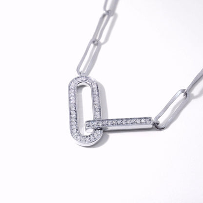 Paperclip Bar Diamond Necklace