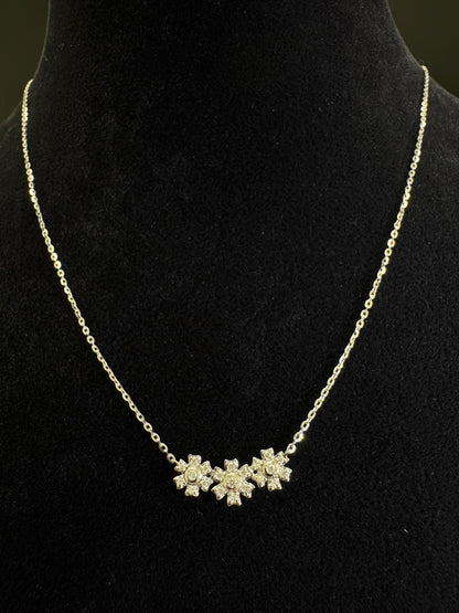 14K Trio Diamond Flower