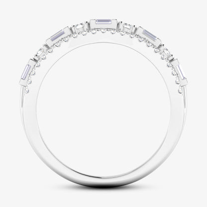 14K Baguette & Round-Cut Link Ring