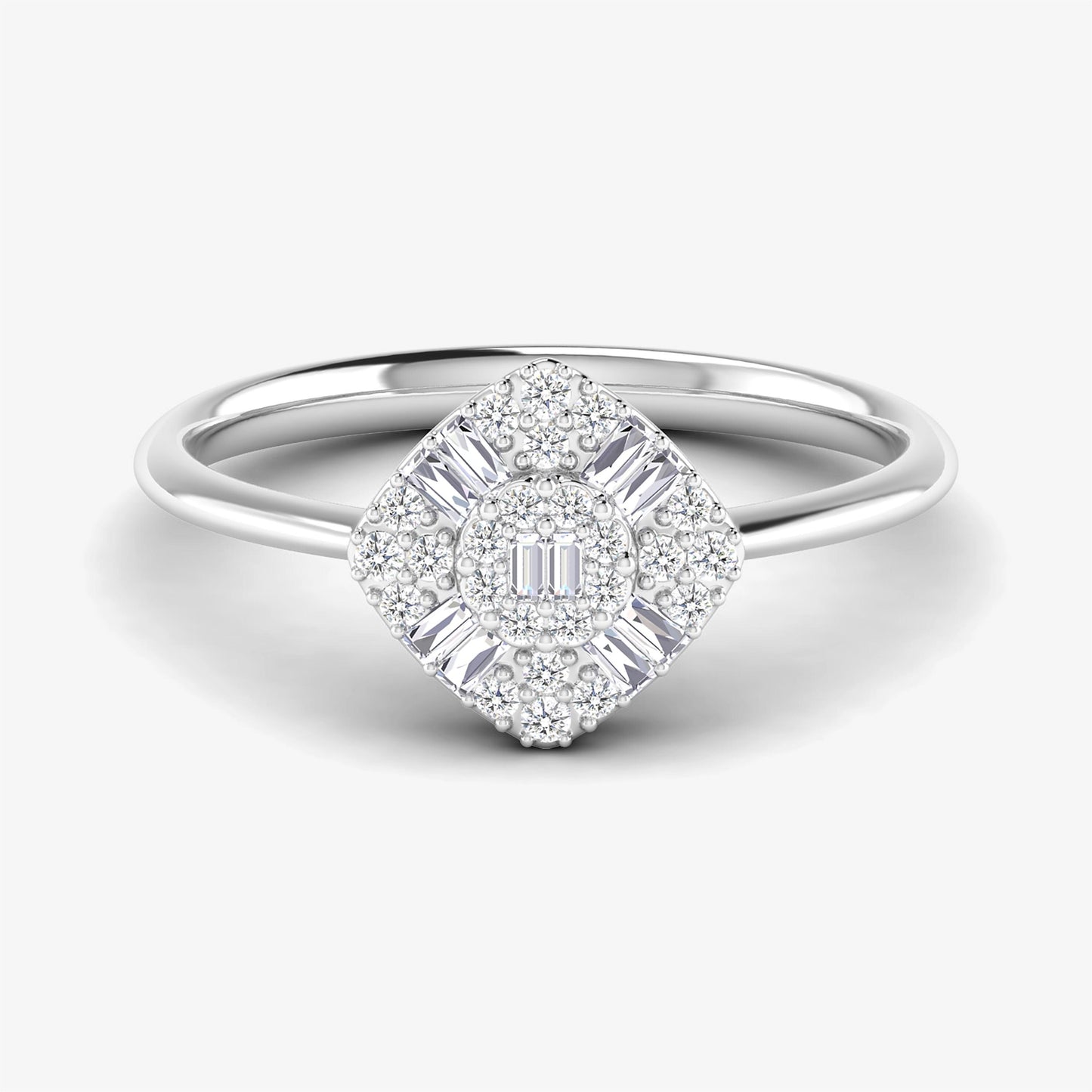 14K Baguette & Round-Cut Diamond Ring