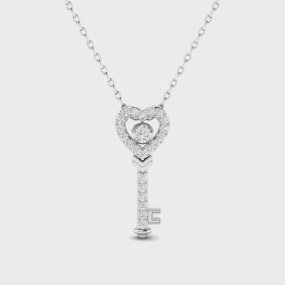 14K Solitaire Diamond Heart Key