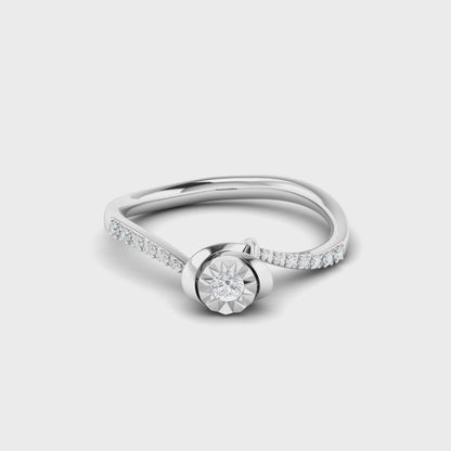 14K Solid White Gold Solitaire Ring