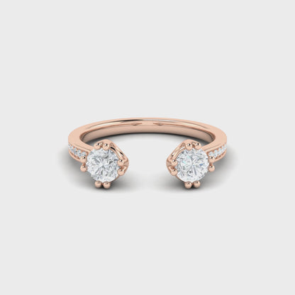 18K Pink Gold Open Orbit Diamond Ring