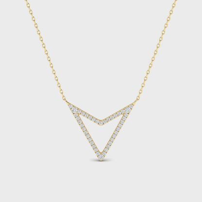 14K Chevron V Necklace