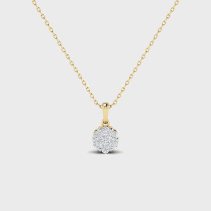 14K Floral Diamond 6 Prongs Pendant