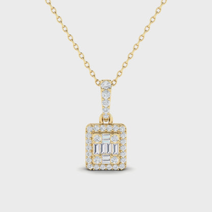 14K Rectangular Baguette Pendant