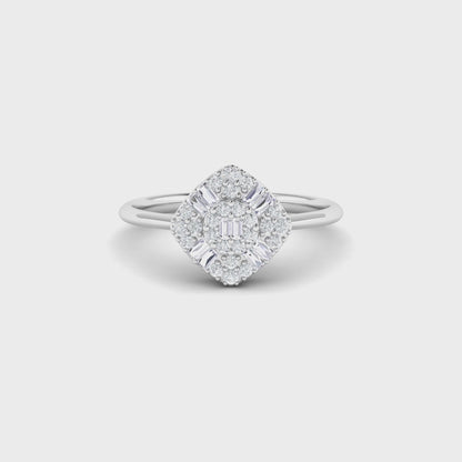 14K Baguette & Round-Cut Diamond Ring