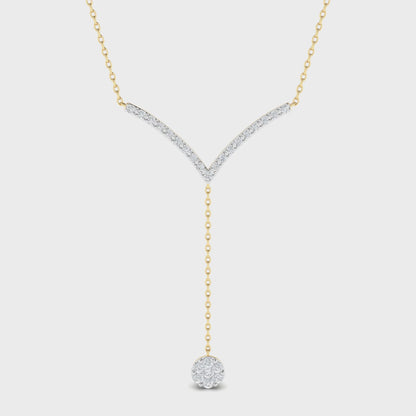 14K Gold Diamond Lariat Diamond Drop