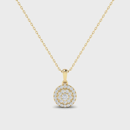 14K Circle Cluster Diamond Pendant