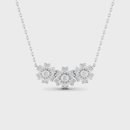 14K Trio Diamond Flower