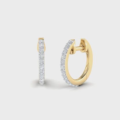 14K Diamond Prong Huggie Hoop