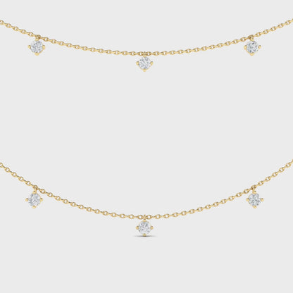 14K Double Droplet Diamond Necklace