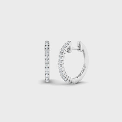 14K Thin Pave Hoop